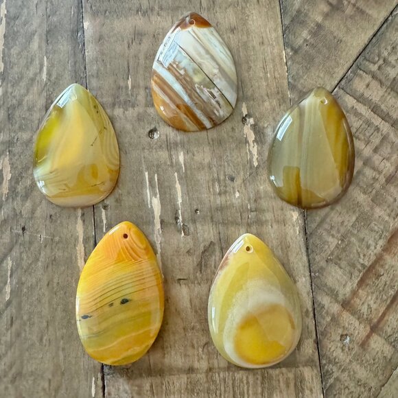 5pc Banded Agate Pendants - Picture 1 of 7